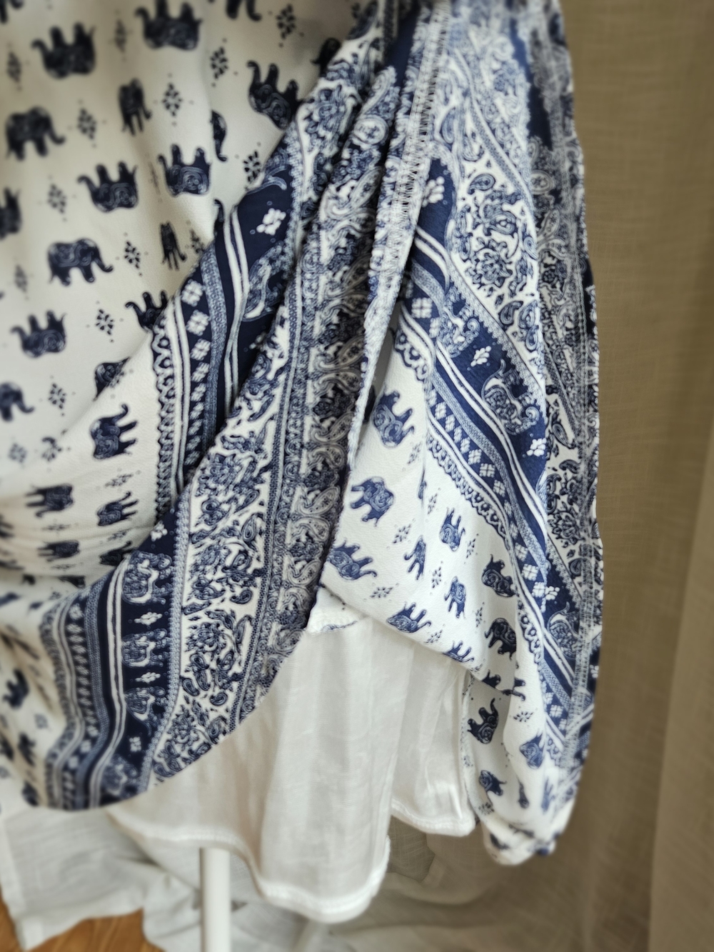 L.A. SOUL Elephant Print Sleeveless Sun Dress Blue White Paisley Border Size S - Picture 9 of 16